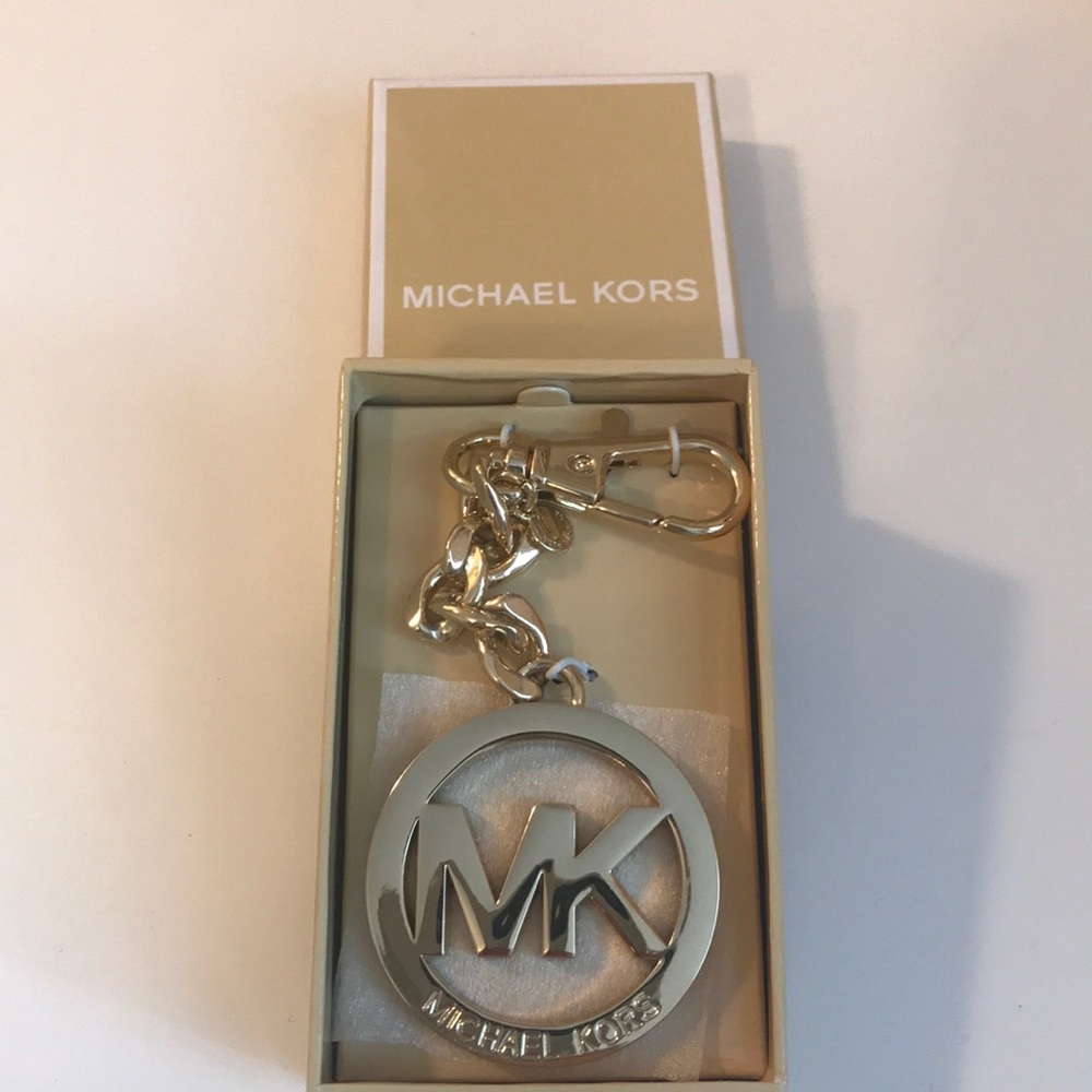 MK Michael Kors gold logo keychain